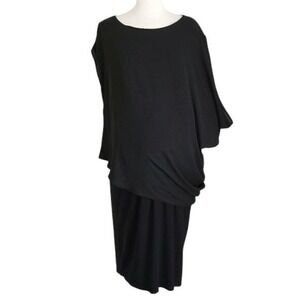 NWOT Asos Maternity Black Jersey Knit & Chiffin One-Sleeve Dress- Size 12